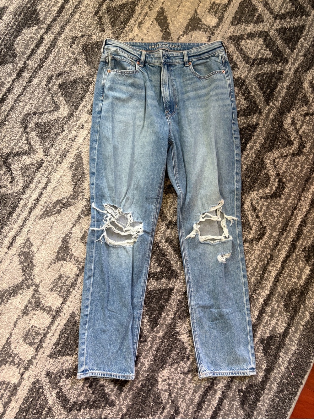American Eagle Outfitters Light Blue Straight Leg Distressed Jeans
